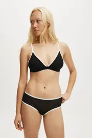 [Body] Body - Sporty Mesh Triangle Bralette - Black/white XS BLACK/WHITE