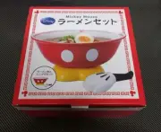 Disney Mickey Mouse Noodle Soup Bowl & Spoon Set Original Box Japan New