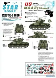 SRD35C1026 1:35 Star Decals - M4A3 (76mm) Sherman US 761st Tank Battalion Black