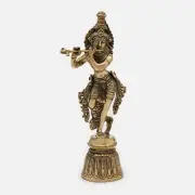 Brass Lord Krishna Statue Playing Flute statue for Temple Figurine