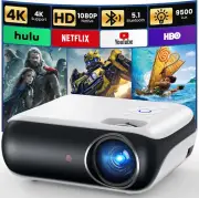 Projector, Native 1080P Bluetooth Projector, Portable Outdoor Movie Projector, F