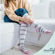 Motif Maternity Compression Socks Large 20-30 mmHg Knee High Pink White Grey NEW