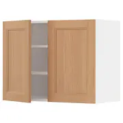 METOD wall cabinet with shelves/2 doors, white/Vedhamn oak, 80x37x60 cm