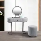 Mimow Leather Bedroom Vanity with Ceramic Tabletop/Dressing Table Set