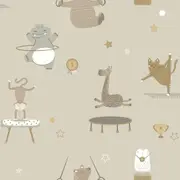 Animal Gymnastics Wallpaper by Holden Decor 53cm x 10.05m. - Multiple Colours