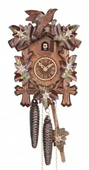Cuckoo Clock Five leaves with bird, 1 day running time, walnut TU 1100 ed NEW