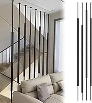Room Divider Partition Post Metal Slats, Floor to Ceiling Privacy Screens Columnar, Wall Partition Column (Black), 5/8/10pcs Separator Paravent(5pcs,245cm/97in/8.04ft)