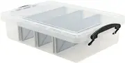 6L Clear Plastic Compartment Storage Box with 4 Removable Dividers Containers Bin Tubs Tub
