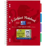 Oxford A4 5 Subject Notebook 200 Pages with Scribzee App Red