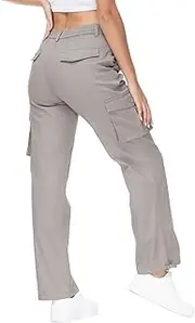 [Gopune] Women's Hiking Cargo Pants Lightweight Water Resistant Elastic Waist Athletic Workout Casual Pants