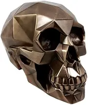 [Atlantic] Collectibles Futuristic Geometric Matrix Polygon Bronze Patina Resin Skull Decorative Figurine 8.5"L