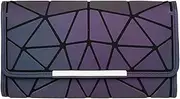 [DIOMO] Geometric Luminous Wallet Rainbow Holographic Zip Around Purse