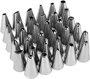 Set of 35 NUZAMAS Stainless Steel Piping Tips Pastry Nozzles Butter Cookie Piping Tip Baking Tools Cake Decorating Tools Rose Flowers Nozzles Kitchen Accessories
