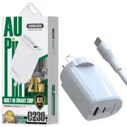 KINGLEEN (e230) SAA Certified 20W QC3.0 PD+USB Wall Plug Adapter+PD Type C to Type C Cable