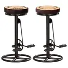 2x Genuine Leather Vintage Bar Stools Kitchen Dining Stool Barstools Chairs