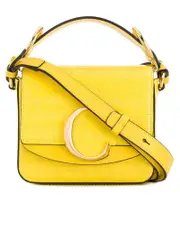 Chloé Mini C Joyful Yellow Croc-embossed Leather Shoulder Bag