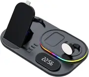 4 in 1 Wireless Charger Dock Charging Station for Apple iPhone Watch - Black