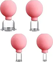 4 Pieces Glass Silicone Cupping Cups Set, Anti Cellulite Lymphatic Therapy Sets, Silicone Vacuum Suction Massage Cups Therapy Cups for Eyes Body Face Leg Arm Back Shoulder Muscle and Joint Pain