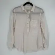 J.crew Top 0 pink gingham gauzy cotton lightweight shirt blouse beachy summer