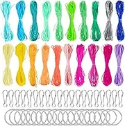 String Gimp Plastic Lacing Cord for Bracelets Scoubidou Craft Kits with Snap Clip Hooks 20 Colors