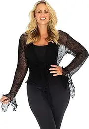 [Back From Bali] Womens Plus Size Sheer Shrug Bolero Long Sleeves Cropped Cardigan Bell Sleeves 2X 3X 4X Lightweight