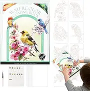 Watercolor Postcards | Portable Watercolor Set with Palette and Brush - Tri-Fold Multifunctional Art Supplies with 12 Colors for Adult Students Painters