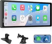 [CARPURIDE] 10.26 Inch Wireless/Wired Apple CarPlay, Android Auto and Mirror Link - 1600 * 600 IPS Touch Screen Portable Car Stereo, Bluetooth Audio, Siri, Navigation Car Screen for 12-24V Car