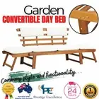 Garden Outdoor Sun Bed Bench Patio Furniture Lounge With Cushion Wooden Lounger