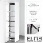 Galley Pull-out Pantry - Side Mount - Min. 1760mm Cabinet Height - Clear Glass