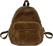 AIMALL Women's Corduroy Backpack, Japanese and Korean Style, Retro Simple Mini Schoolbag for College and Senior High School Students, 9.44 x 11.41 x 4.33 inches