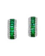 Bloomingdale's Fine Collection Emerald & Diamond Hoop Earrings in 14K White Gold