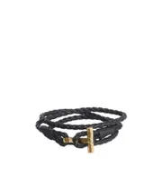 T-bar braided leather bracelet L Black