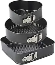 PIDUDU 3 Pieces/Set Non-Stick Springform Leakproof Cake Pans Cake Tin, Cake Mold and Baking Bakeware Set with Removable Bottom