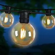 Jingle Jollys Festoon Lights Outdoor 50M Warm White Fairy String Light with 50 LED Bulbs, Christmas Decoration Garden Party Wedding Yard Decorations Lighting Strip Bulb, IP44 Waterproof and Corded