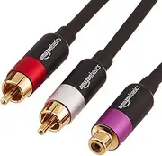 Amazon Basics 2-Male to 1-Female RCA Y-Adapter Splitter Cable - 12-Inch, 10-Pack