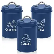 Canisters Set of 3, Metal Kitchen Canister with Lid Set for Sugar Navy Blue