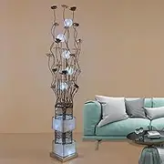 LED Tree Floor Lamp, Modern Contemporary Decorative Standing Light with Crystal & Aluminum Vase Base, Flower Art Design, Foot Switch, Vertical Bedroom/Bedside Lamp White Light