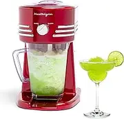 Nostalgia Frozen Beverage Station Perfect for Slush Drinks, Snow Cones, Margaritas, Daiquiris, Stainless Steel Blades, Cord Storage, 1.1L, Retro Red
