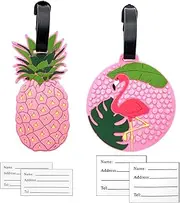 [Pwsap] Cute Pineapple Flamingo Luggage Tag Travel Suitcase Pink Summer Name Tags Silicone Suitcase Labels Suitcase ID Tag Travel Luggage Identity ID Tags Handbag Tags