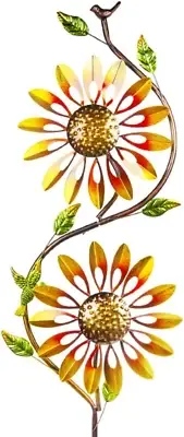 Sunflower Wind Spinner Sculpture Kinetic for Outdoor Yard Garden Art Decoration