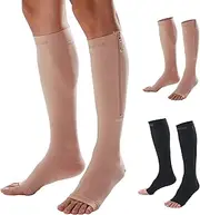 Doc Miller Open Toe Compression Socks with Zipper 15-20mmhg