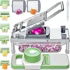 All-In-1 Vegetable Chopper with 8 Blades - Mandoline Slicer - Pro Food Chopper w
