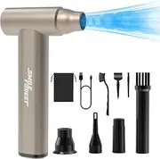 Compressed Air Duster - 130000RPM Electric Mini Blower - Turbo Fan - Car Dryer, Cordless Air Duster for Computer Keyboard, Outdoors, Car, Home (Silver)