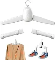 2 in 1 Clothes Dryer, Portable Mini Dryer Rack with Removable Clothes Hanger and Shoe Dryer, Electric Clothes Airer with Temperature Adjustment, Low Noise, for Business Travel/RVs/Apartments