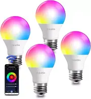 4Pack Wifi Smart Multi-Color LED Lamp Bulb Works with Alexa and Google Assistant