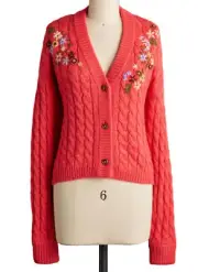 NWT Sundance Catalog Orange Embroidered “Pocket Of Posies Cardigan” XXL