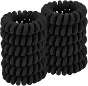 ZOUIQSS Spiral Hair Ties,Ponytail Holder Phone Cord Hair Coil Bands for Women Girls,Traceless,Strong Hold,Suitable for All Hair Types(Cloth Black,12 Pcs)