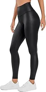 [CRZ YOGA] Butterluxe Matte Faux Leather Leggings for Women 28" - High Waisted Stretch Ankle Leather Pants Pleather Tights