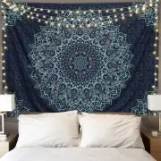 Edeesky Black Blue Mandala Tapestry Wall Hanging Vintage Tapestries Aesthetic
