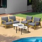 Livsip Outdoor Lounge Set 6PCS Patio Furniture 2pc White Coffee Side Table Sets